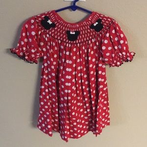 Stitched Smocking Disney Minnie Mouse Dress Sz 4